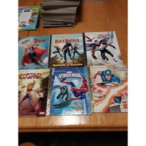 Marvel Little Golden Books Lot Captain Marvel Captain America Spider-Man Thor